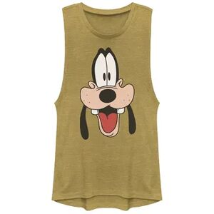 Licensed Character Disney's A Goofy Movie Juniors' Goofy Big Face Muscle Tee, Girl's, Size: XS, Gold