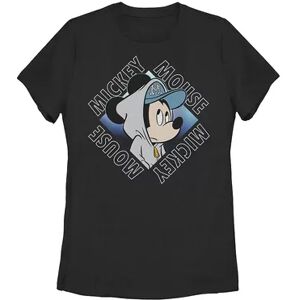 Licensed Character Disney's Mickey Mouse Juniors' Hoodie Portrait Graphic Tee, Girl's, Size: XL, Black