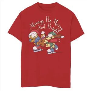 Licensed Character Boys 8-20 Garfield Merry And Bright Holiday Graphic Tee, Boy's, Size: Large, Red