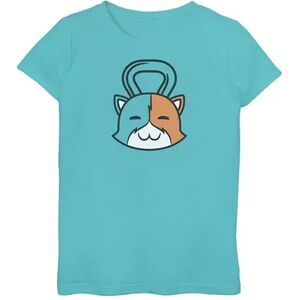 Licensed Character Girls 4-16 Fortnite Dumbell Cat Head Portrait Graphic Tee, Girl's, Size: Medium, Blue