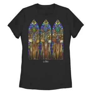 Licensed Character Juniors' Marvel Loki Protect And Preserve Stained Glass Tee, Girl's, Size: XL, Black