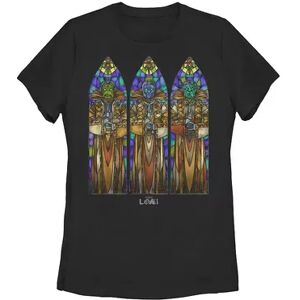 Licensed Character Juniors' Marvel Loki Protect And Preserve Stained Glass Tee, Girl's, Size: Medium, Black