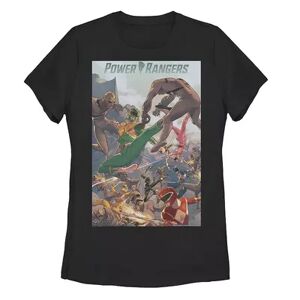 Licensed Character Juniors' Power Rangers Battle Poster Tee, Girl's, Size: Medium, Black