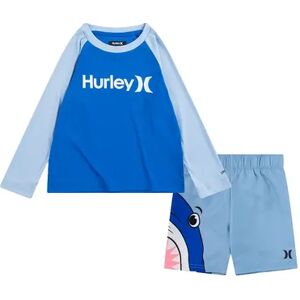 Toddler Boys Hurley Long Sleeve Graphic Rash Guard & Shark Shorts Swim Set, Toddler Boy's, Size: 2T, Light Blue