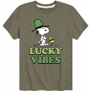 Licensed Character Boys 8-20 Peanuts Lucky Vibes Snoopy Graphic Tee, Boy's, Size: Large, Green