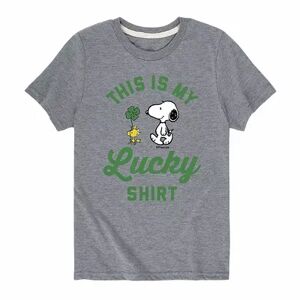 Licensed Character Boys 8-20 Peanuts Lucky Shirt Snoopy Graphic Tee, Boy's, Size: Medium, Med Grey