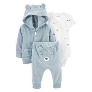 Baby Boy Carter's 3-Piece Bear Little Cardigan Set, Infant Boy's, Size: 12 Months, Med Blue