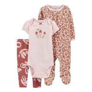Baby Girl Carter's 3-Piece Bodysuit Pant & Sleep & Play Set, Infant Girl's, Size: 9 Months, Pink