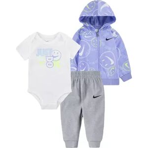 Baby Girl Nike Smiley Face Hoodie, Romper, & Jogger Pants Set, Girl's, Size: 3 Months, Grey