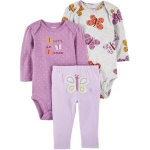 Baby Carter's 3-Piece Butterfly Bodysuit and Pants Set, Infant Girl's, Size: 24 Months, Purple