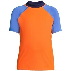 Lands' End Boys 10-20 Lands' End Short Sleeve Solid Swim Rash Guard in Husky, Boy's, Size: Medium HUSKY, Orange