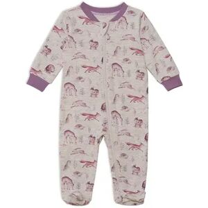 Deux par Deux Organic Cotton One Piece Printed Pajamas With Printed Forest Animals, Girl's, Size: 0-3 Months, Beige