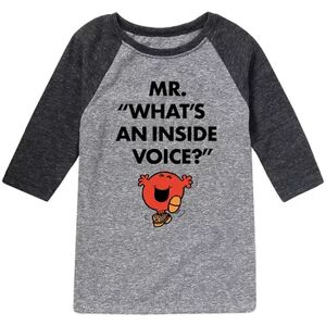 Licensed Character Boys 8-20 Mr. Men Inside Voice Raglan Tee, Boy's, Size: Small, Grey