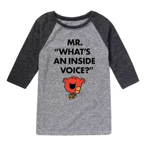 Licensed Character Boys 8-20 Mr. Men Inside Voice Raglan Tee, Boy's, Size: XL, Grey