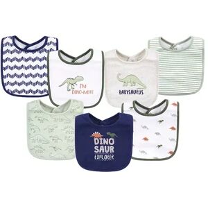 Hudson Baby Infant Boy Cotton Bibs, Dinosaur Explorer, One Size, Brt Blue