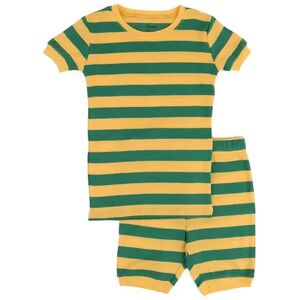 Leveret Kids Two Piece Cotton Short Pajamas Striped Red & Gray 6 Year, Girl's, Size: 8, Yellow Gre