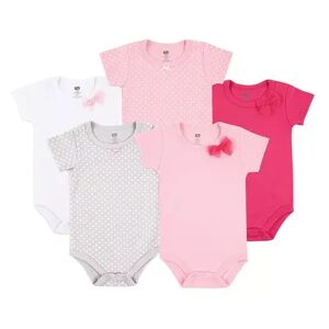 Hudson Baby Infant Girl Cotton Bodysuits 5pk, Basic Bow, Infant Girl's, Size: 9-12Months, Med Pink