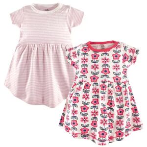 Touched by Nature Baby and Toddler Girl Organic Cotton Short-Sleeve Dresses 2pk, Flower, Toddler Girl's, Size: 3T, Med Pink