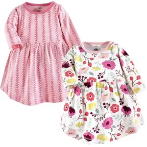 Touched by Nature Baby and Toddler Girl Organic Cotton Long-Sleeve Dresses 2pk, Botanical, Toddler Girl's, Size: 6-9 Months, Med Pink