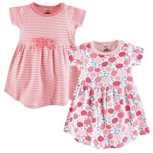 Touched by Nature Baby and Toddler Girl Organic Cotton Short-Sleeve Dresses 2pk, Rosebud, Toddler Girl's, Size: 6-9 Months, Med Pink