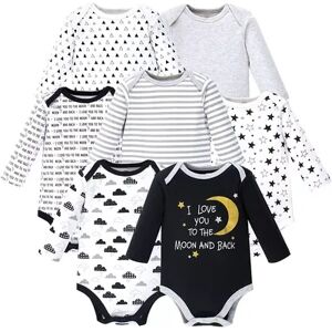 Hudson Baby Cotton Long-Sleeve Bodysuits 7pk, Moon And Back, Infant Unisex, Size: 0-3 Months, Grey