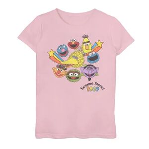 Licensed Character Girls 7-16 Sesame Street Elmo Heads and Stars Tee, Girl's, Size: XS, Pink