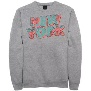 Unbranded Juniors' New York Retro Rose Graphic Fleece Sweatshirt, Girl's, Size: Small, Grey