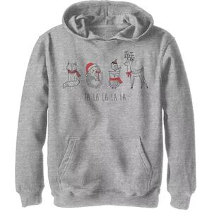 Licensed Character Boys 8-20 Christmas Animals Line Doodle Fa La La La Graphic Fleece Pullover Hoodie, Boy's, Size: Small, Med Grey