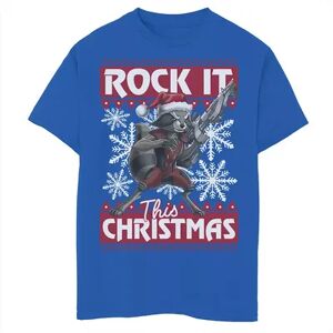 Licensed Character Boys 8-20 Marvel Guardians Of The Galaxy Rocket Rock It This Christmas Tee, Boy's, Size: XS, Med Blue