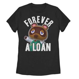 Licensed Character Juniors' Nintendo Animal Crossing Tom Nook Forever A Loan Tee, Girl's, Size: XXL, Black