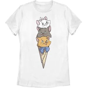 Licensed Character Juniors' Disney's The Aristocats Kitten Ice Cream Stack Graphic Tee, Girl's, Size: XL, White