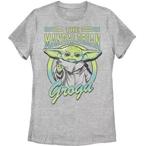 Licensed Character Juniors' Star Wars: The Mandalorian Grogu Logo Portrait Tee, Girl's, Size: XXL, Grey