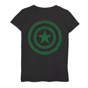 Licensed Character Girls 7-16 Marvel Captain America Shield Clover Fill Tee, Girl's, Size: XL, Black