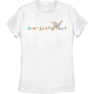 Licensed Character Juniors' Disney Dumbo Don't Just Fly Soar Typographic Tee, Girl's, Size: XL, White