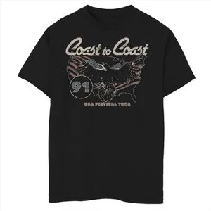 Licensed Character Boys 8-20 Coast To Coast USA Festival Tour Poster Graphic Tee, Boy's, Size: Large, Black