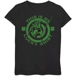 Licensed Character Girls 4-16 DC Comics St. Patrick's Day Green Arrow Lucky Graphic Tee, Girl's, Size: Medium, Black