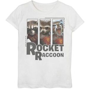 Marvel Girls 7-16 Marvel Guardians of The Galaxy Rocket Raccoon Portrait Panels Graphic Tee, Girl's, Size: Small, White