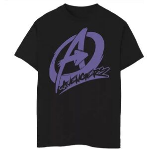 Marvel Boys 8-20 Marvel Avengers Spray Painted Text Logo Tee, Boy's, Size: XL, Black