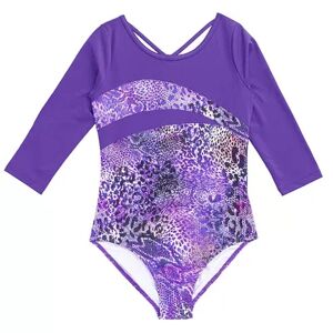 RAINBEAU MOVES Girls 4-16 Rainbeau Moves 3/4-Sleeve Fashion Leotard, Girl's, Size: Small, Purple