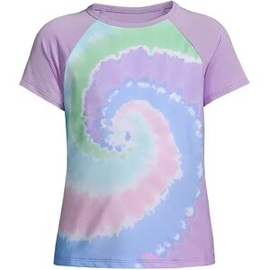 Lands' End Girls 8-16 Lands' End Short Sleeve Crewneck Rash Guard in Plus Size, Girl's, Size: Medium PLUS, Pastel Swirl Tie Dye