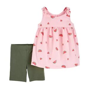 Toddler Girl Carter's 2-Piece Watermelon Tank & Bike Short Set, Toddler Girl's, Size: 5T, Pink Watermelon