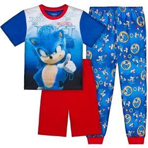 Licensed Character Boys 4-10 Sonic the Hedgehog Top, Shorts & Pants Pajama Set, Boy's, Light Blue