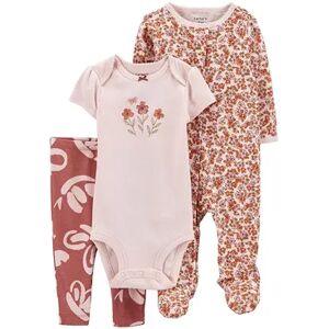 Carter's Baby Girl Carter's 3-Piece Bodysuit Pant & Sleep & Play Set, Infant Girl's, Size: PREEMIE, Pink