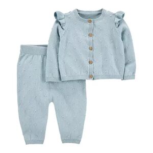 Carter's Baby Girl Carter's 2-Piece Cardigan & Pant Set, Infant Girl's, Size: 6 Months, Med Blue