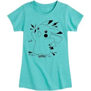 Pokemon Girls 7-16 Pokemon Pikachu Pika Pika Tee, Girl's, Size: Large (10/12), Turquoise/Blue