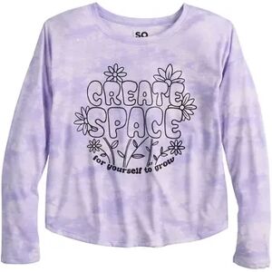 Girls 6-20 SO Long Sleeve Drop Shoulder Graphic Tee in Regular & Plus, Girl's, Size: Small (7), Lt Purple