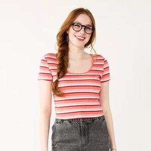 SO Juniors' SO Cropped Striped Baby Tee, Girl's, Size: Large, Brt Orange