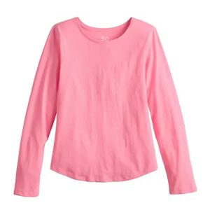 Girls 6-20 SO Long Sleeve Jersey Core Tee in Regular & Plus, Girl's, Size: XL (14/16), Brt Pink