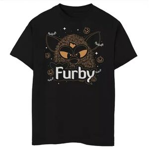 Licensed Character Boys 8-20 Furby Halloween Orange Hue Line Art Portrait Graphic Tee, Boy's, Size: XS, Black