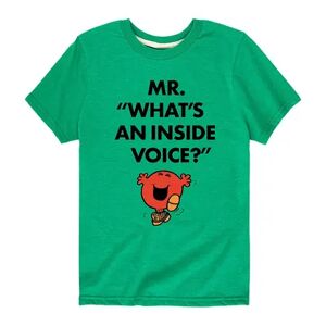 Licensed Character Boys 8-20 Mr. Men What's An Inside Voice Tee, Boy's, Size: XL, Med Green